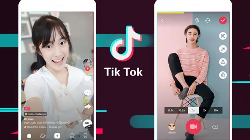 Người dùng đang tạo video trên ứng dụng TikTok