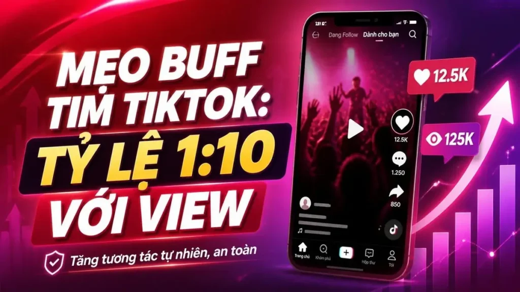 Video TikTok minh họa tỷ lệ tym và view 1 trên 10