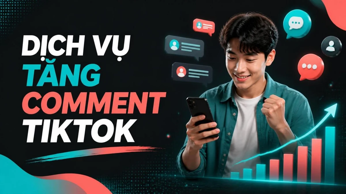 Người dùng điện thoại bên các biểu tượng bình luận TikTok