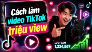 Người sáng tạo quay video TikTok bằng điện thoại gắn tripod