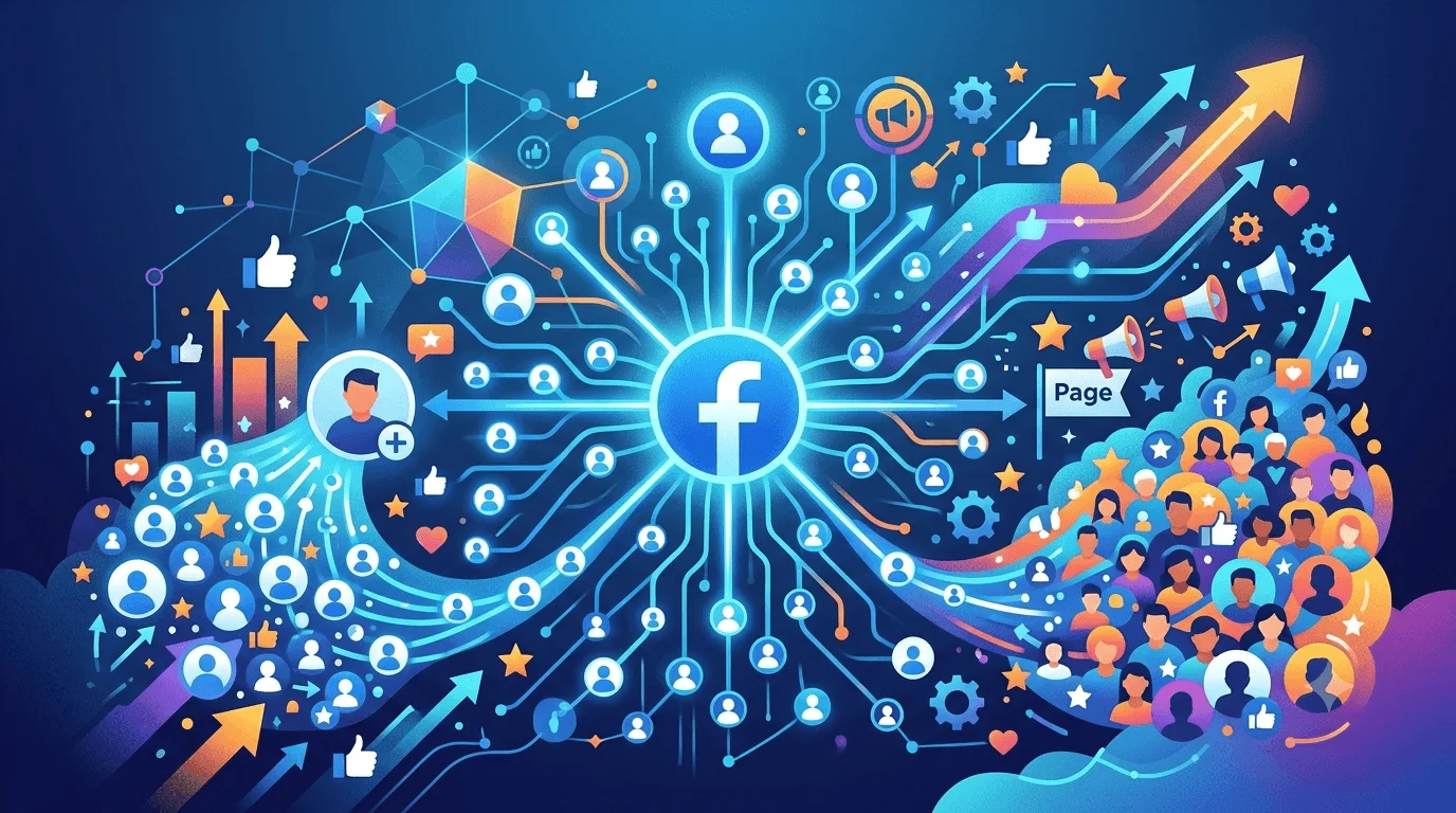 Biểu tượng Facebook kết nối các nhóm người theo dõi và fanpage