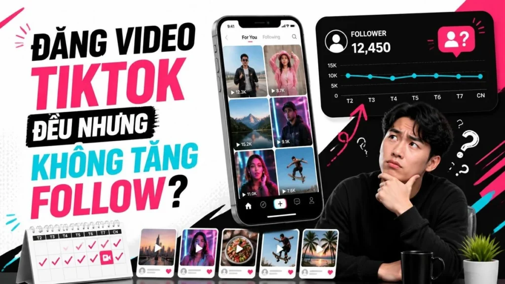 Đăng video TikTok đều nhưng không tăng follow