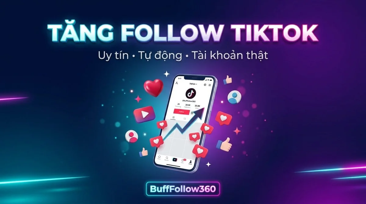 Điện thoại và biểu tượng người theo dõi trong thiết kế dịch vụ TikTok