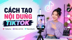 Người sáng tạo quay video TikTok với điện thoại trên chân máy