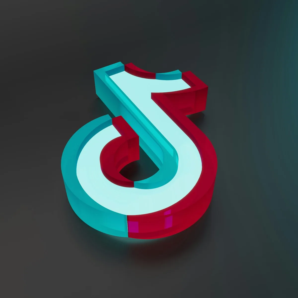 Biểu tượng TikTok ba chiều màu xanh đỏ