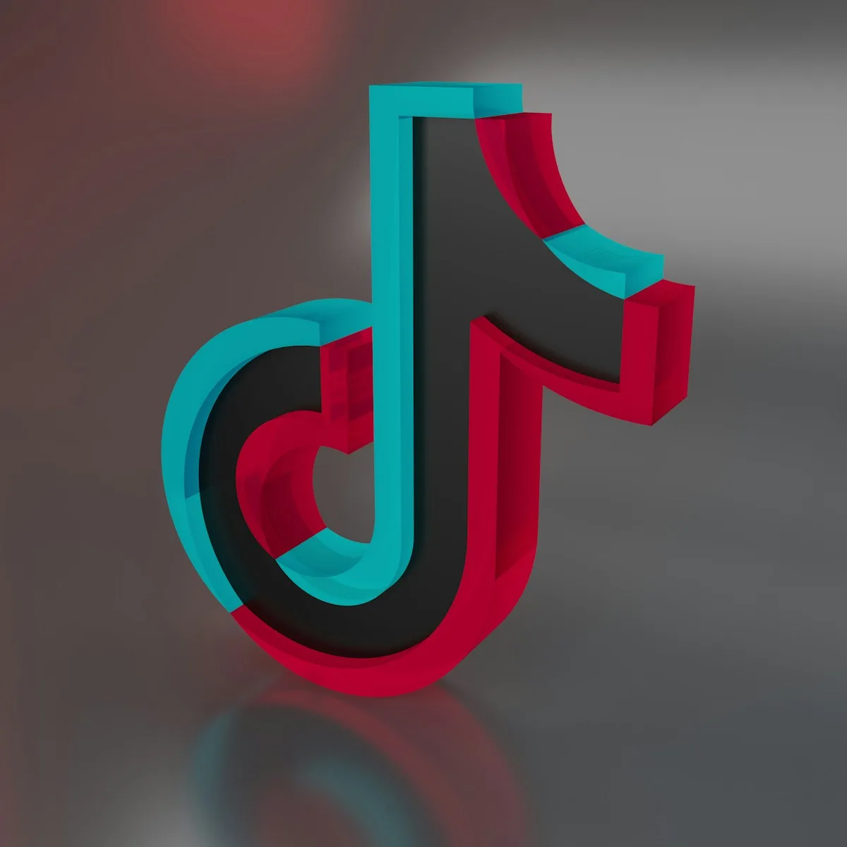 Biểu tượng TikTok ba chiều trên nền xám