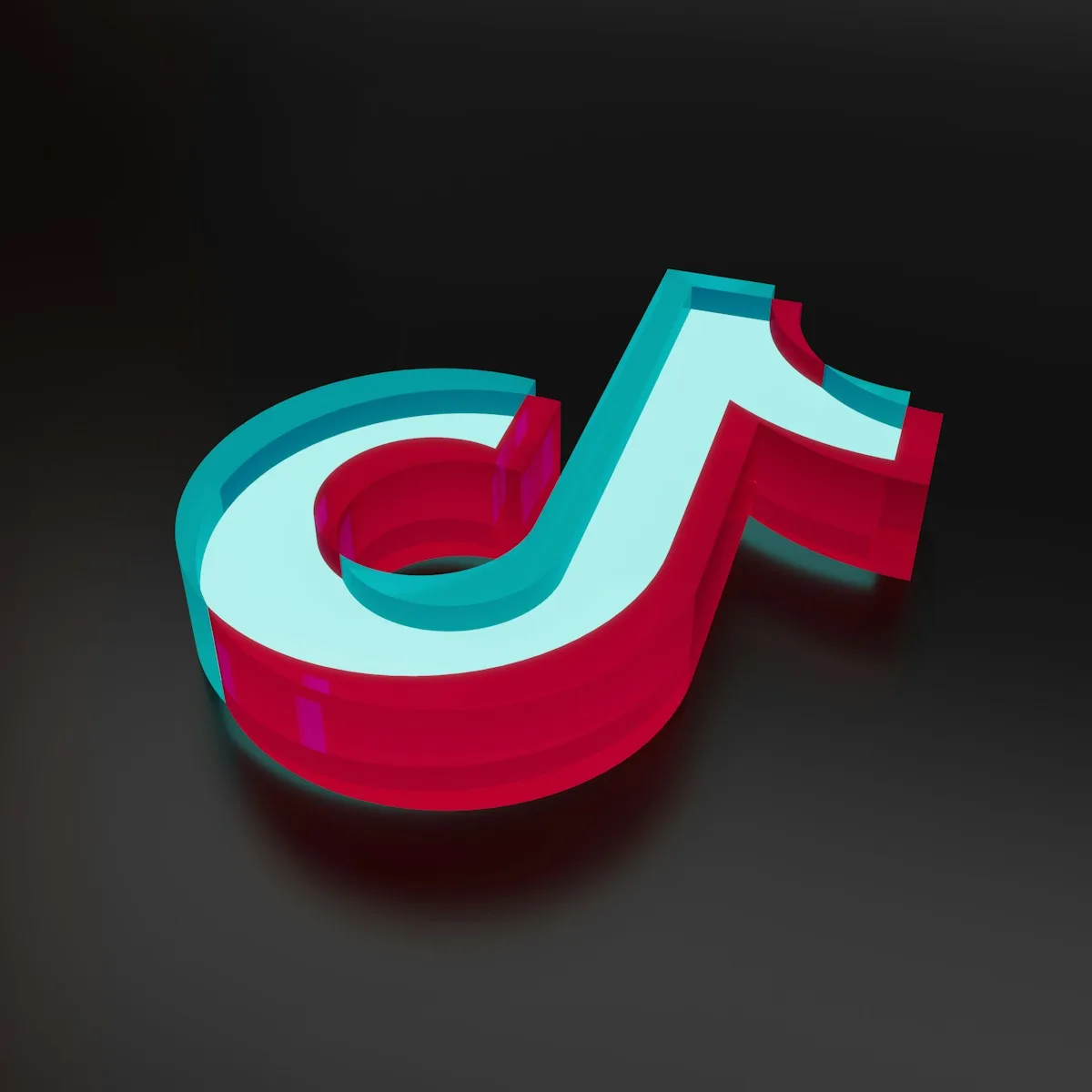 Biểu tượng TikTok ba chiều màu xanh đỏ